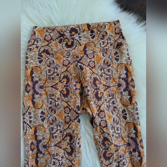Liquido Orange Pink Purple Floral Leggings S Small High Rise Waisted - Picture 4 of 8